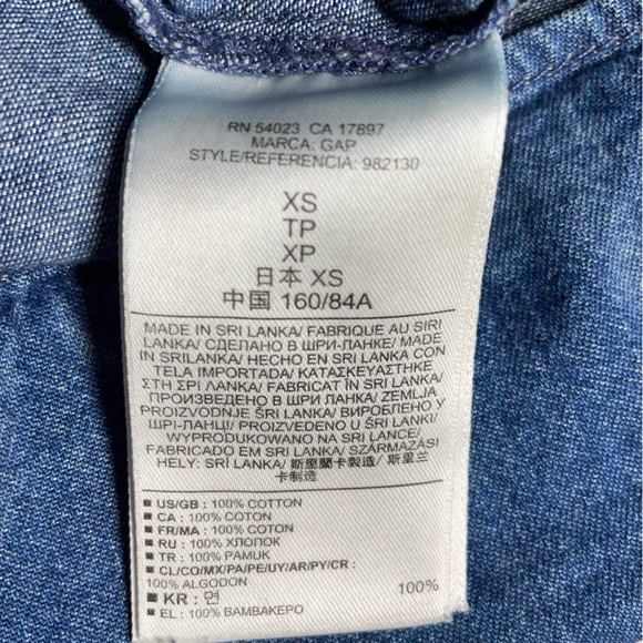 GAP 1969 Blue XS Floral Print White Pearl Snap Button Denim Dress in EUC - Picture 10 of 13